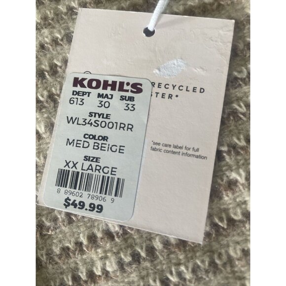 Lauren Conrad Cream Striped Ruffled Pull Over‎ Sweater Women’s XXL Beige NWT $50 - Picture 4 of 5